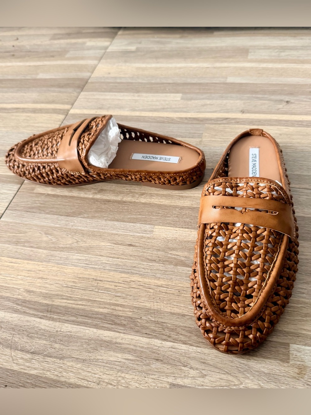 Steve Madden Rafe Tan Woven Mule Loafers Slip On Shoes, Women’s Size 6 NWOT